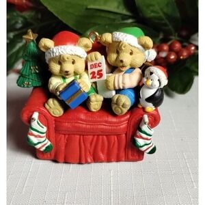 Vintage Westmar Christmas Tree Ornament Teddy Bears 1997 Bears on A Couch
